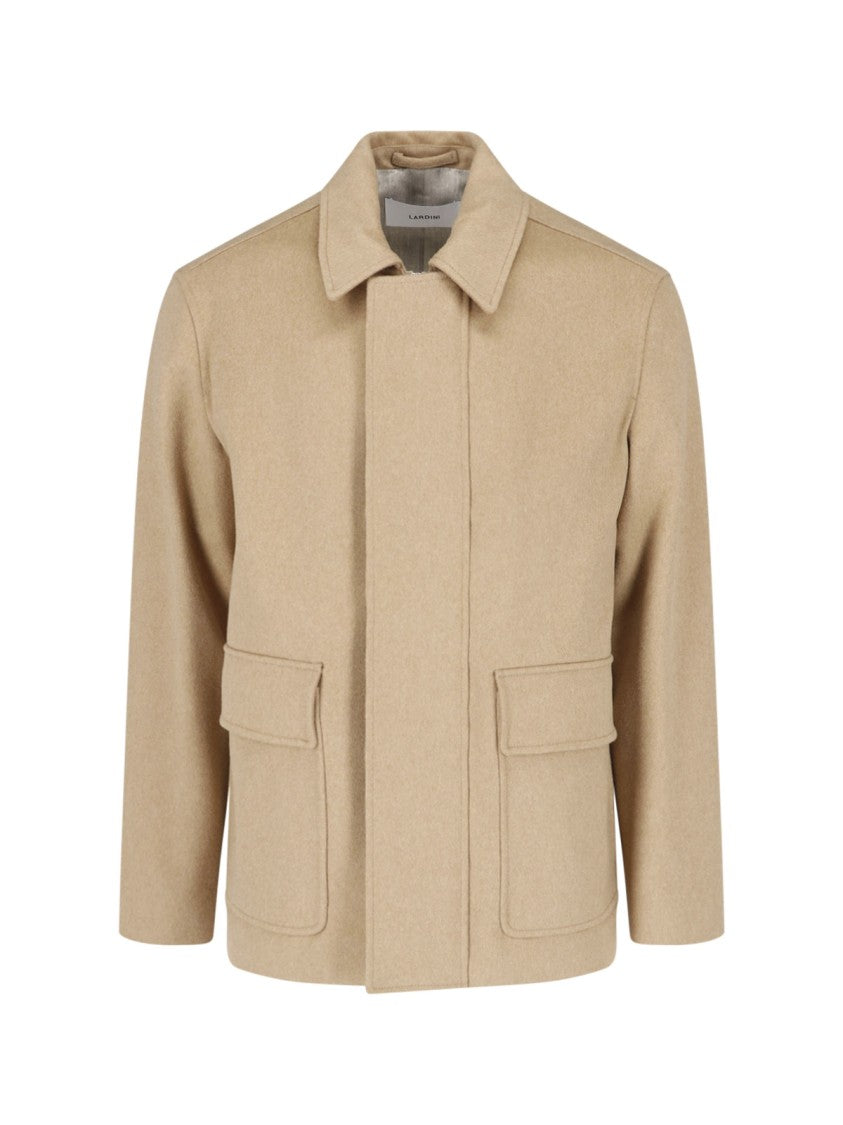 Lardini Classic Wool Jacket With Front Zip And Button Closure