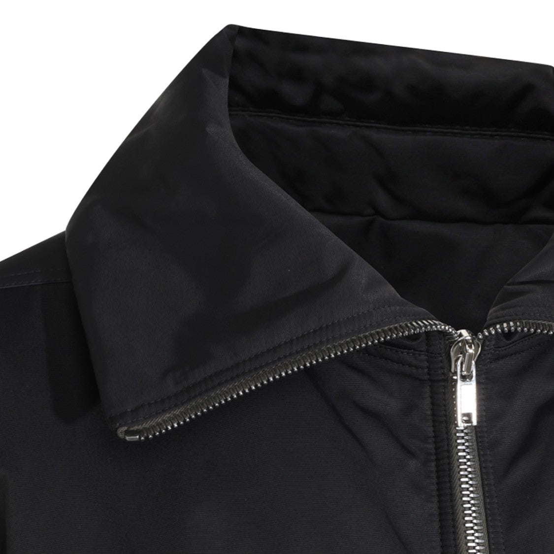 Rick Owens Zippered Black Jacket With Wide Collar And Ribbed Details