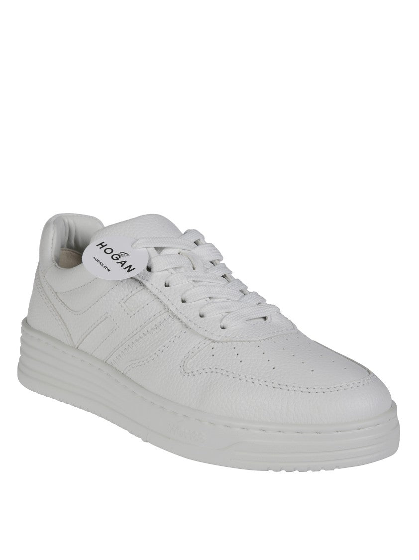Hogan Textured Leather Sneakers With Cushioned Sole