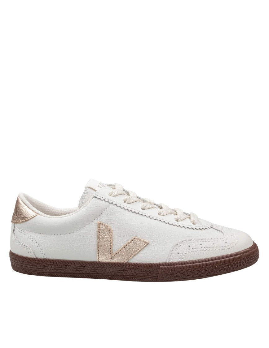 Veja Volley Leather Sneakers, White And Platinum