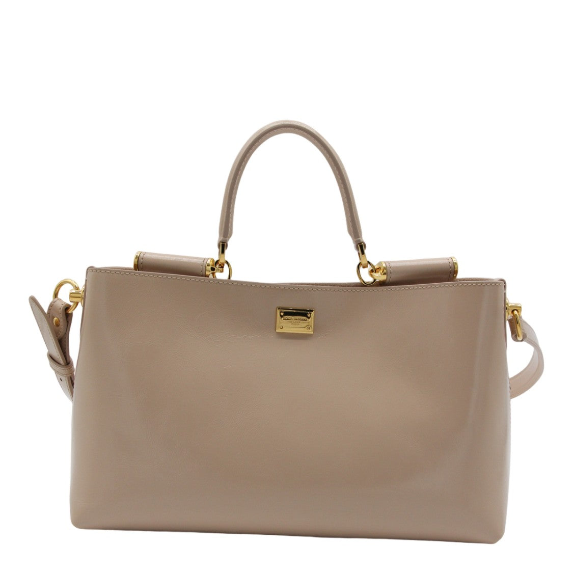 Dolce & Gabbana Rectangular Handbag In Smooth Nude Leather