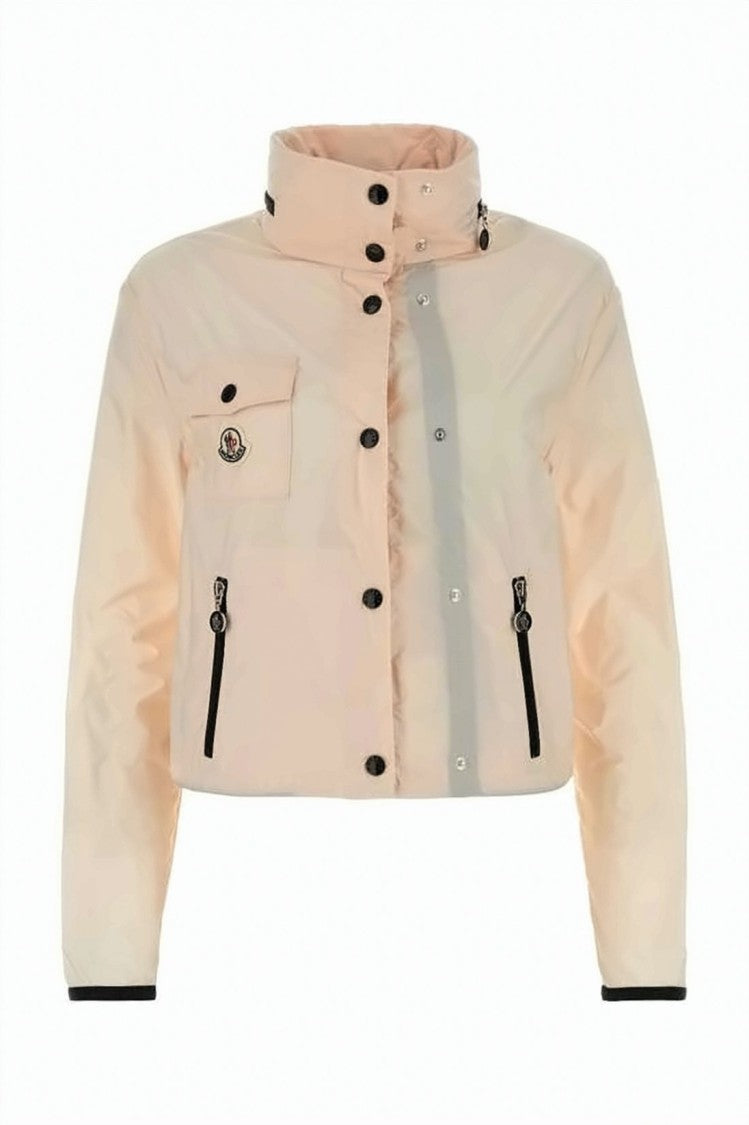 Moncler Cropped Jacket With High Collar And Concealed Zip Closure