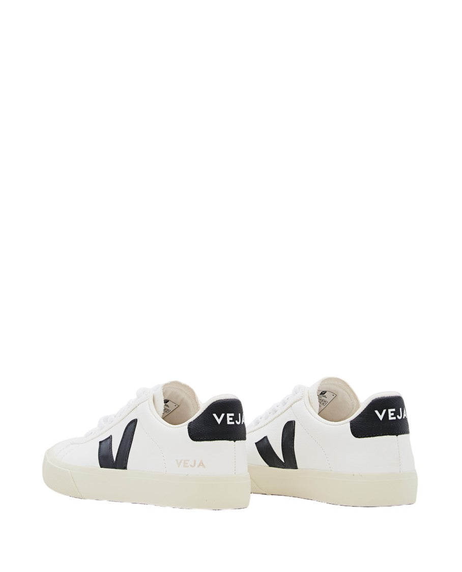 Veja White Campo Leather Rubber Sole Sneakers
