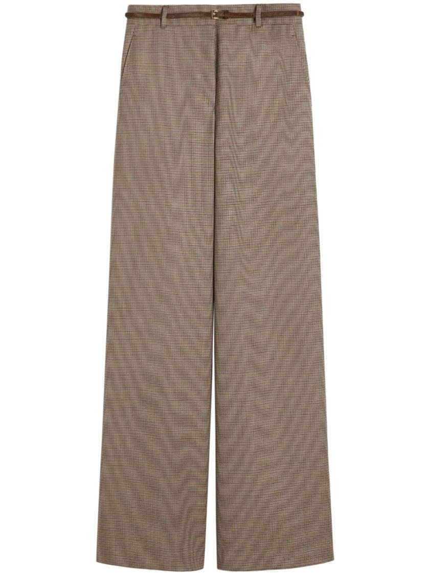 Max Mara Houndstooth Tailored Wide-Leg Pants