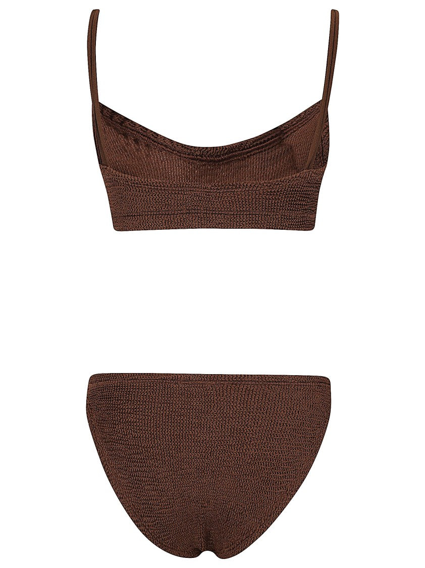 Hunza G Cassie Beaded Honeycomb Stretch-Fabric Bikini
