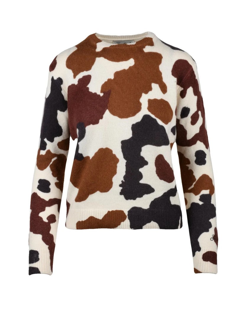 Mc2 Saint Barth Crewneck Multicolor Knit Sweater With Abstract Pattern