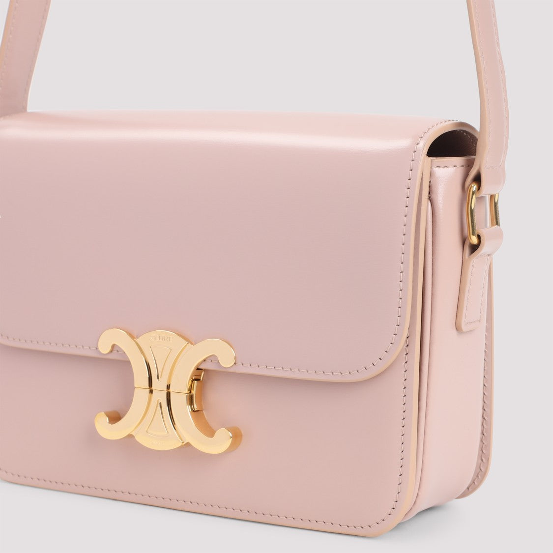 Celine Structured Shoulder Bag In Soft Peach Calf Leather