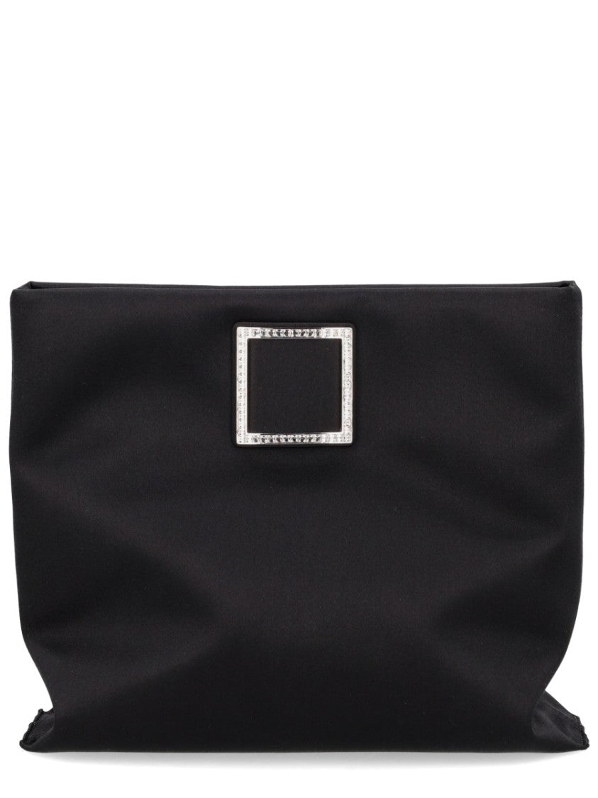 Roger Vivier Black Trompette Metallic Buckle Clutch