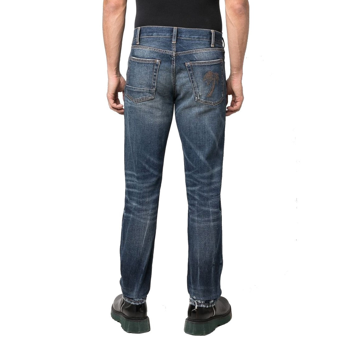 Palm Angels Straight-Leg Distressed Denim Jeans With Five-Pocket Design