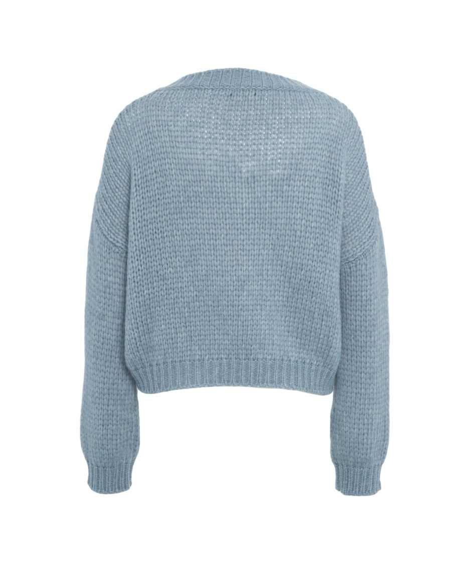 Roberto Collina Cropped Oversized Alpaca Blend Sweater With V-Neck Design