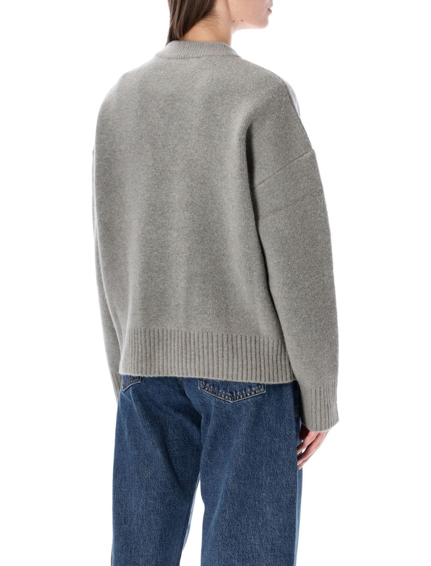 Ami Paris Fluid Alpaca Blend Cardigan With Intarsia Heart Logo