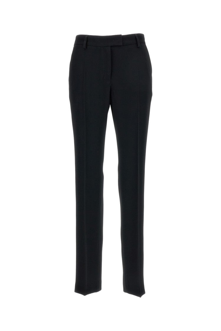 Alberto Biani Black Straight-Leg Fluid Fabric Cropped Pants