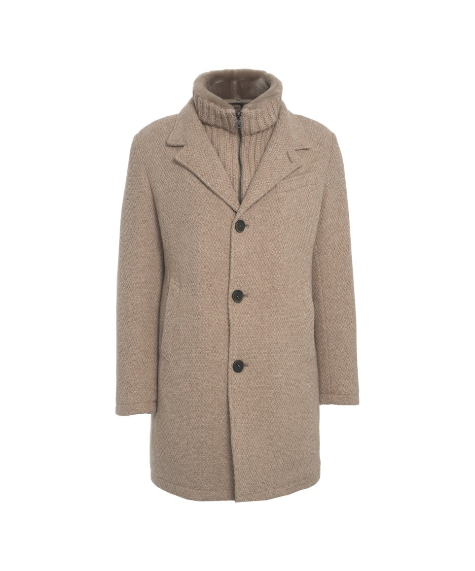 Gimo's Beige High-Collared Single-Breasted Gimo's Coat