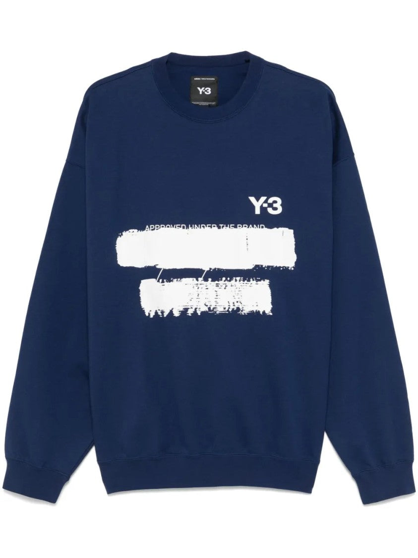 Y-3 Navy Blue Graphic Print Sweatshirt With Bold Logo
