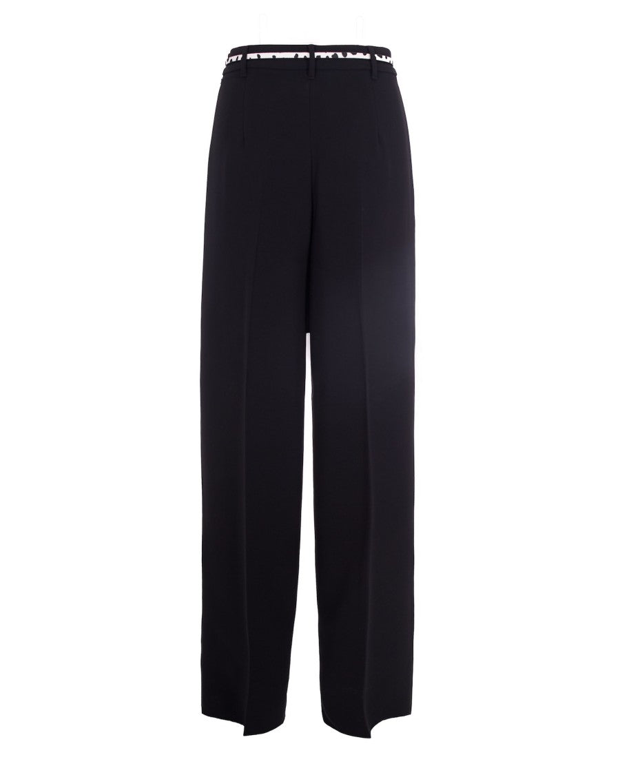 Max Mara Fluid Wide-Leg Cady Pants With Pony Hair Belt