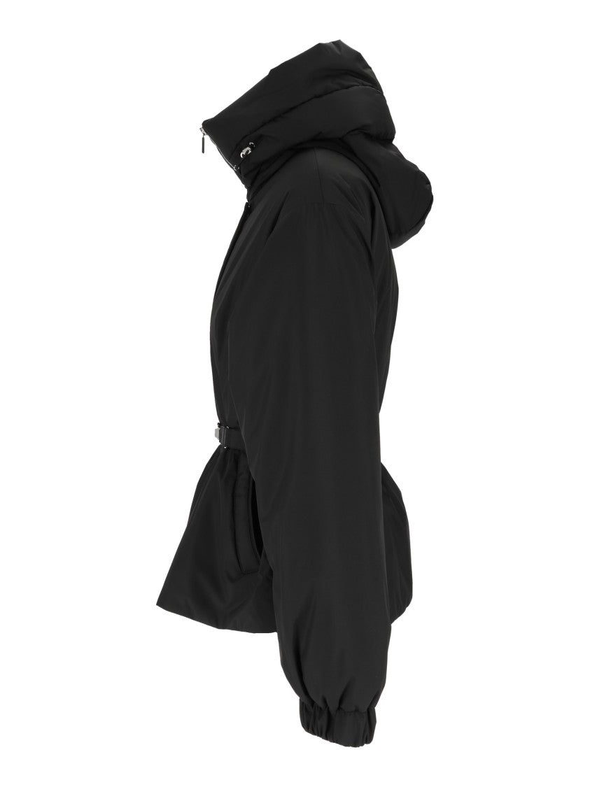 Moorer Glarea-Stp Black Padded High-Collar Belted Jacket