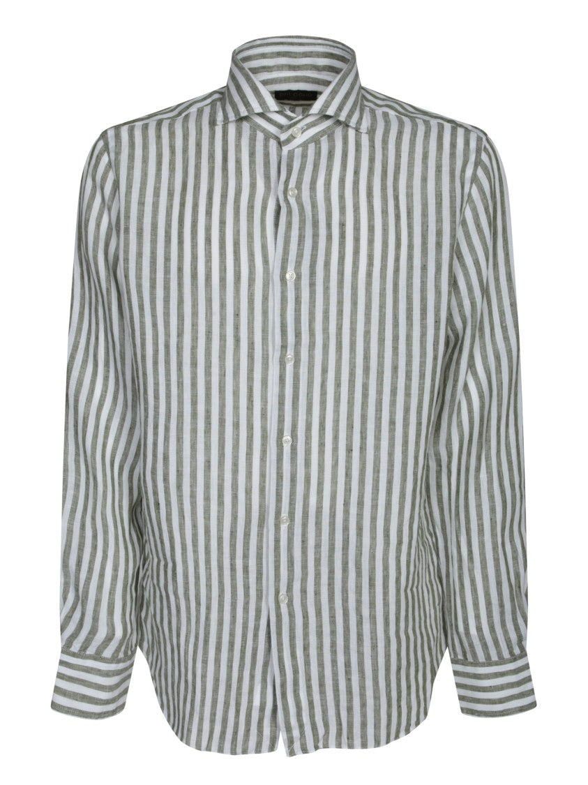 Dell'oglio Linen Shirt With Vertical Stripes
