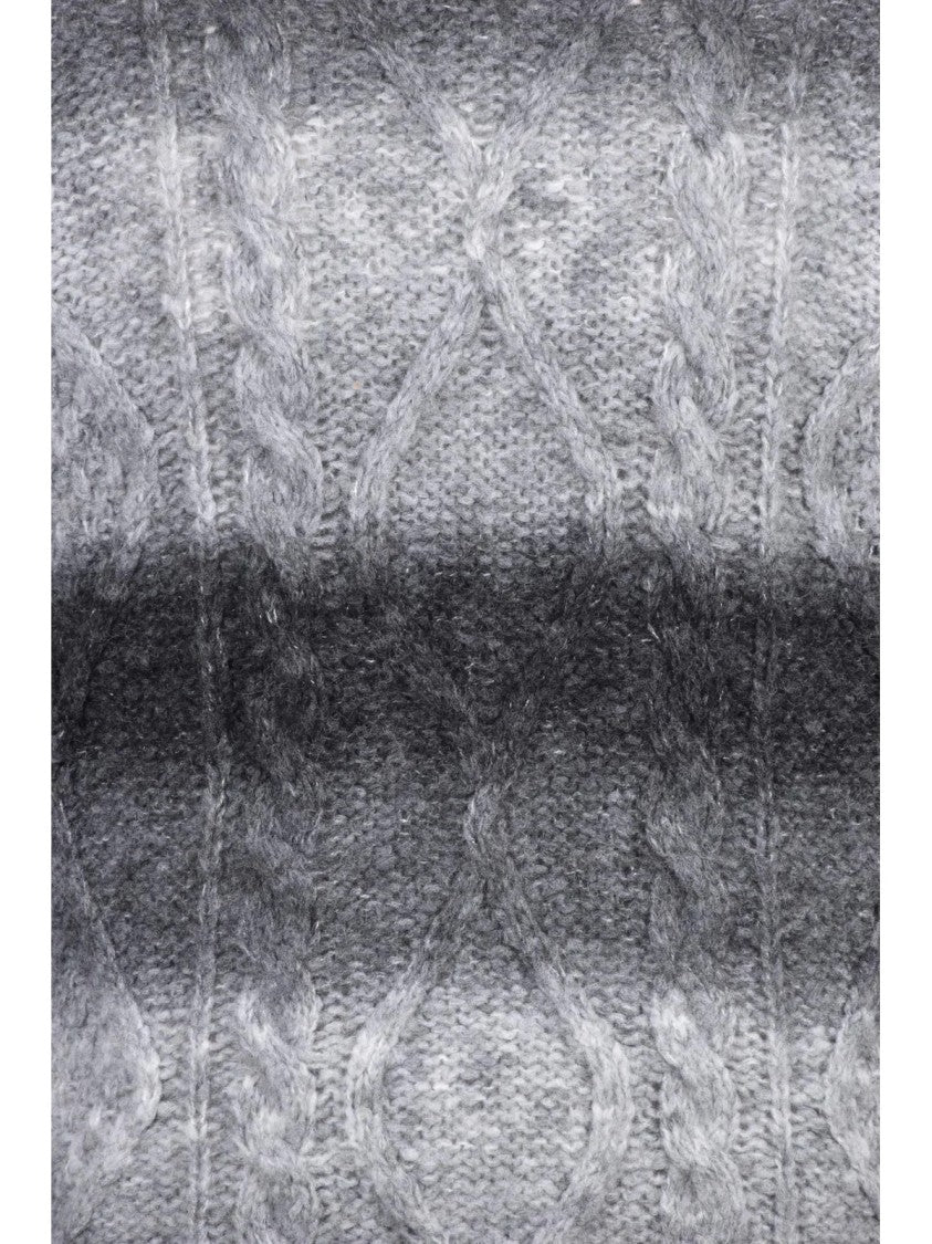 Daniele Alessandrini Gradient Cable Knit Crewneck Sweater By Daniele Alessandrini