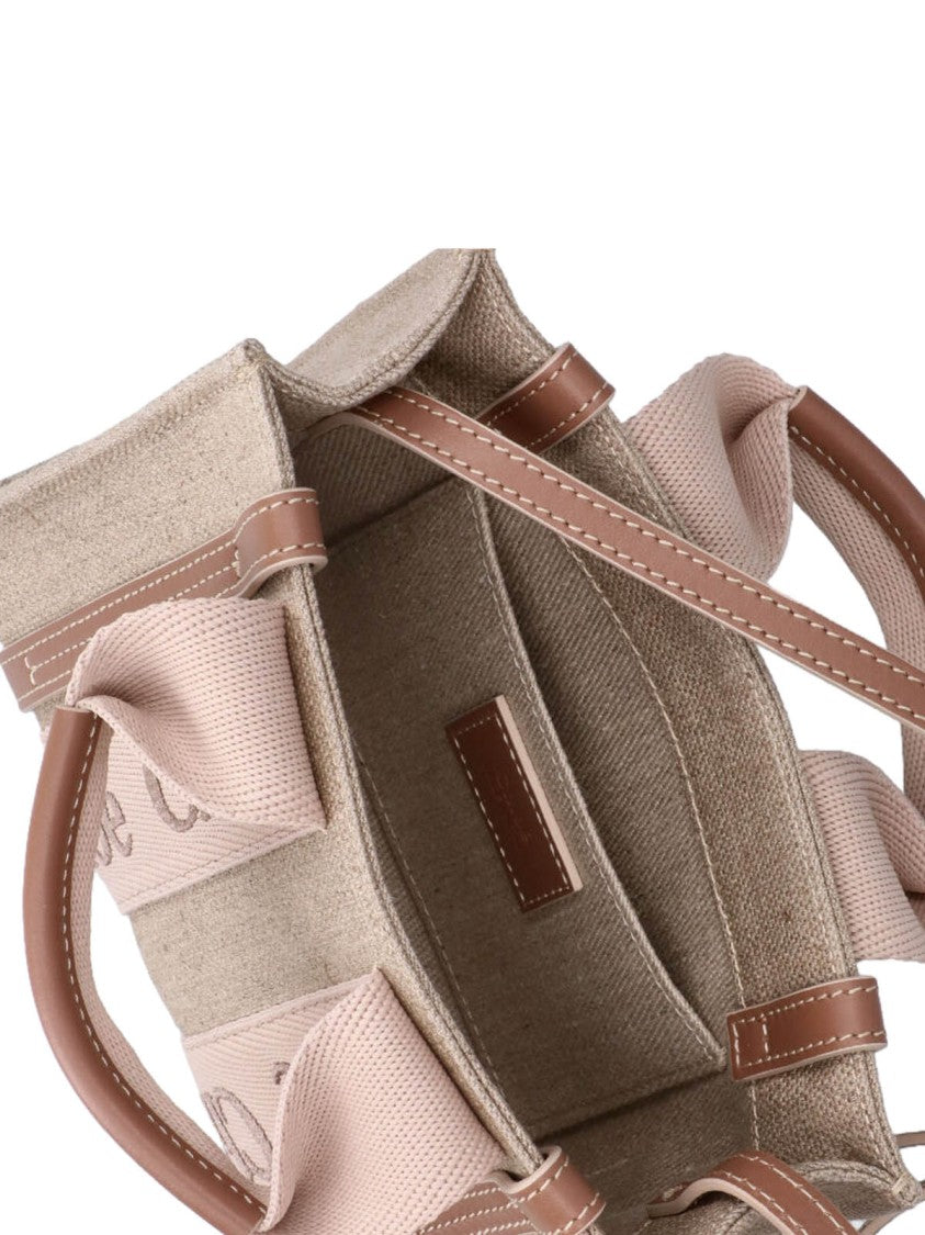 Chloé Textured Fabric Tote Bag With Leather Accents