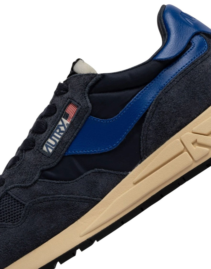 Autry White Suede Leather Blue Accent Low-Top Sneakers