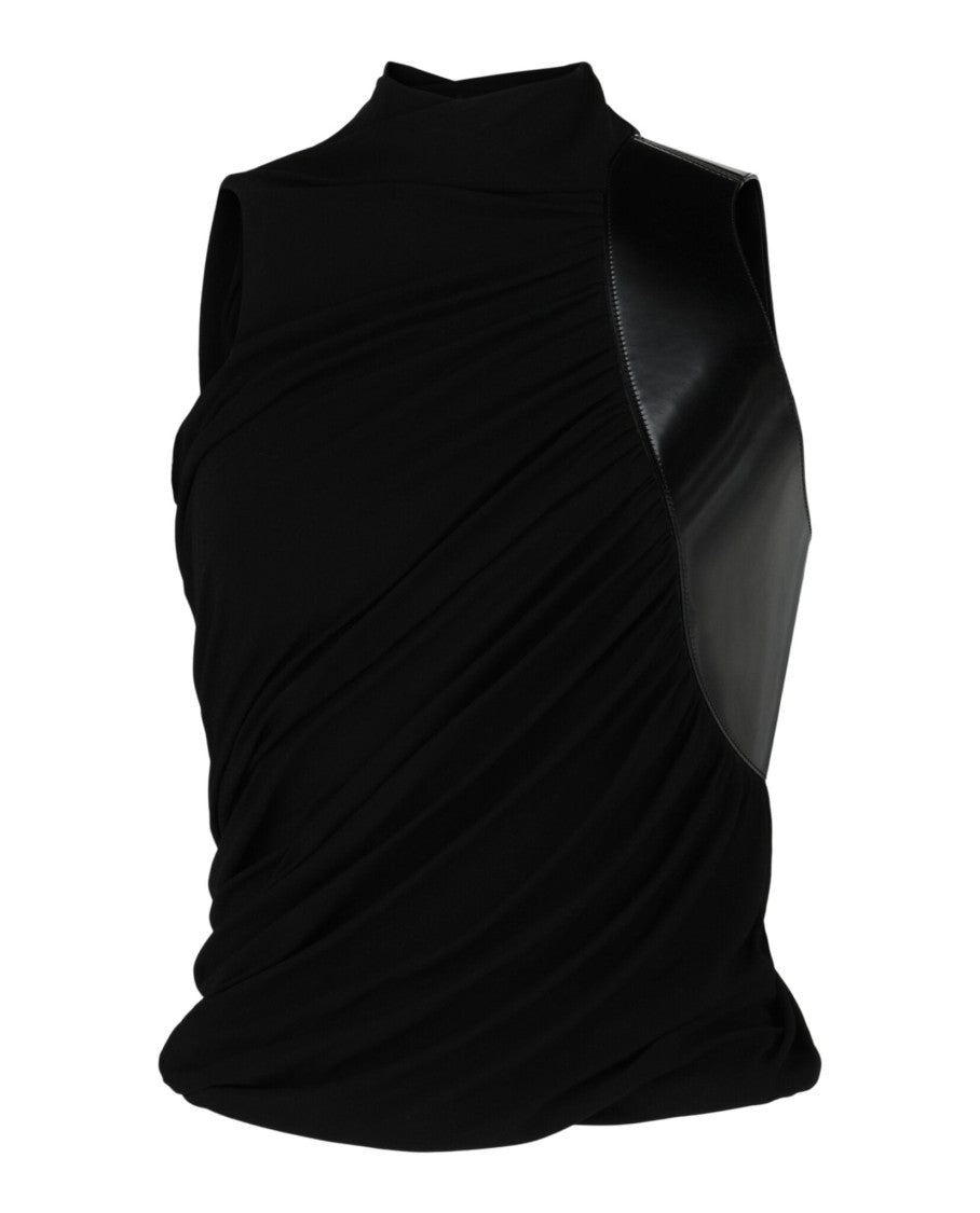Ferragamo Draped Top With Mock Neck And Asymmetrical Panel