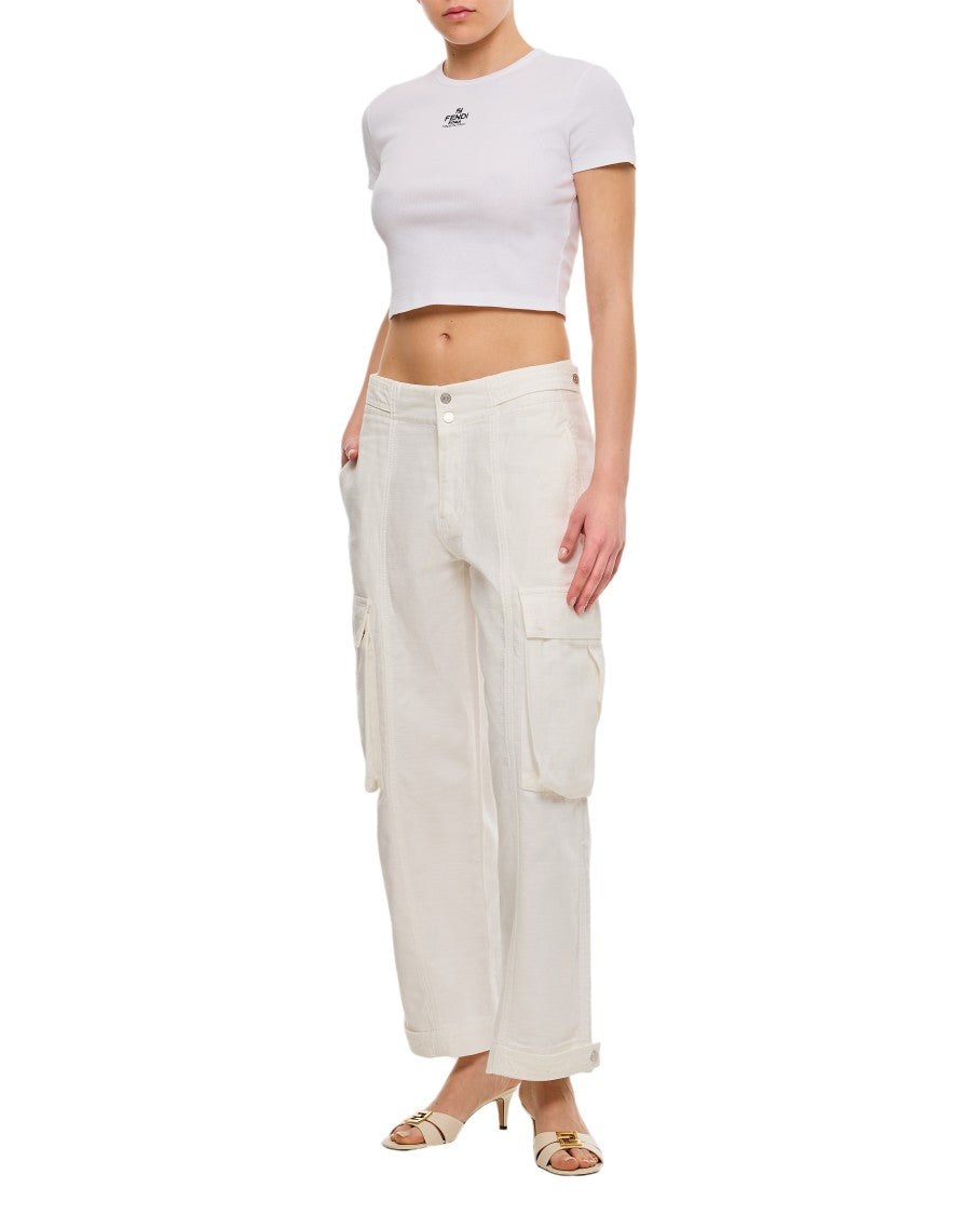 Fendi T-Shirt Corta A Costine