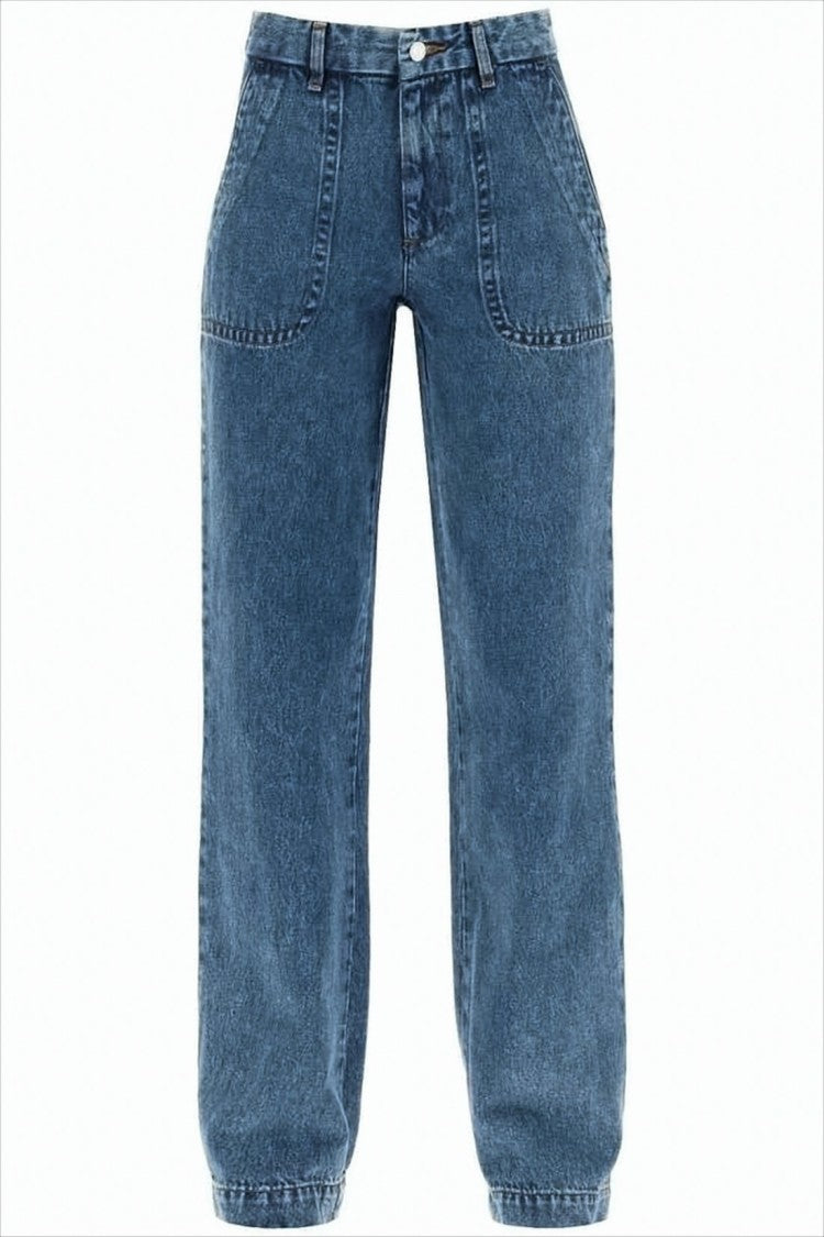 A.P.C. Wide-Leg Denim Pants With High Waist And Front Patch Pockets