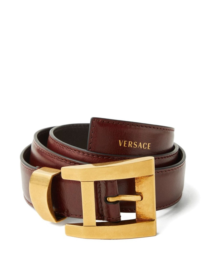 Versace Silk And Nylon Belt With Gold-Tone Buckle And Logo Detail