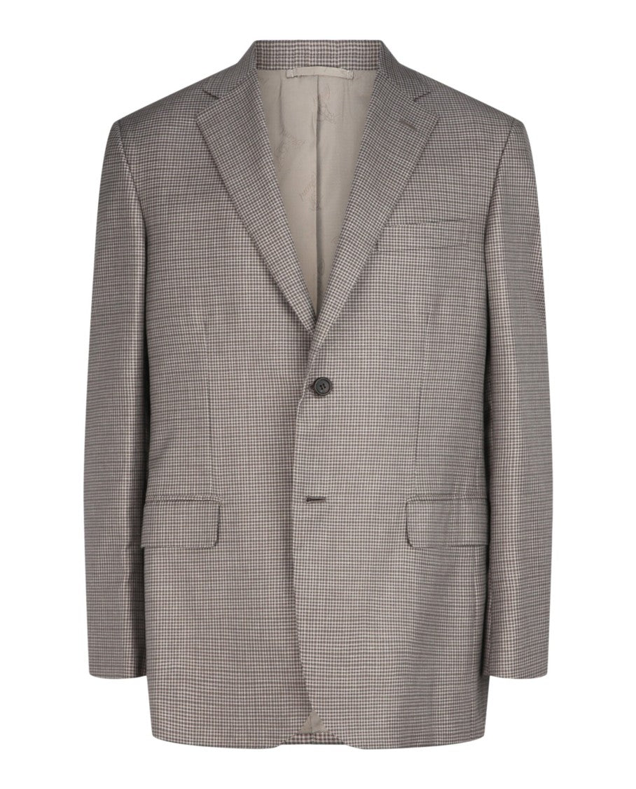 Brioni Houndstooth Single-Breasted Blazer With Notched Lapels