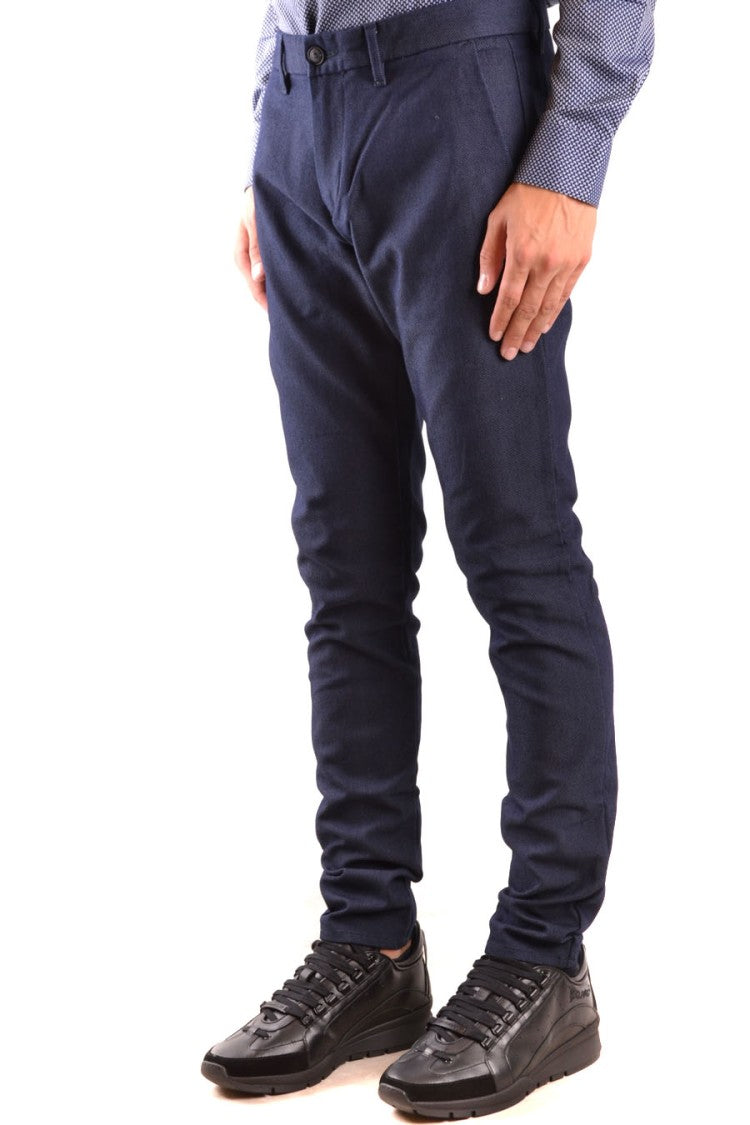 Emporio Armani Slim Fit Textured Trousers Classic Waistband