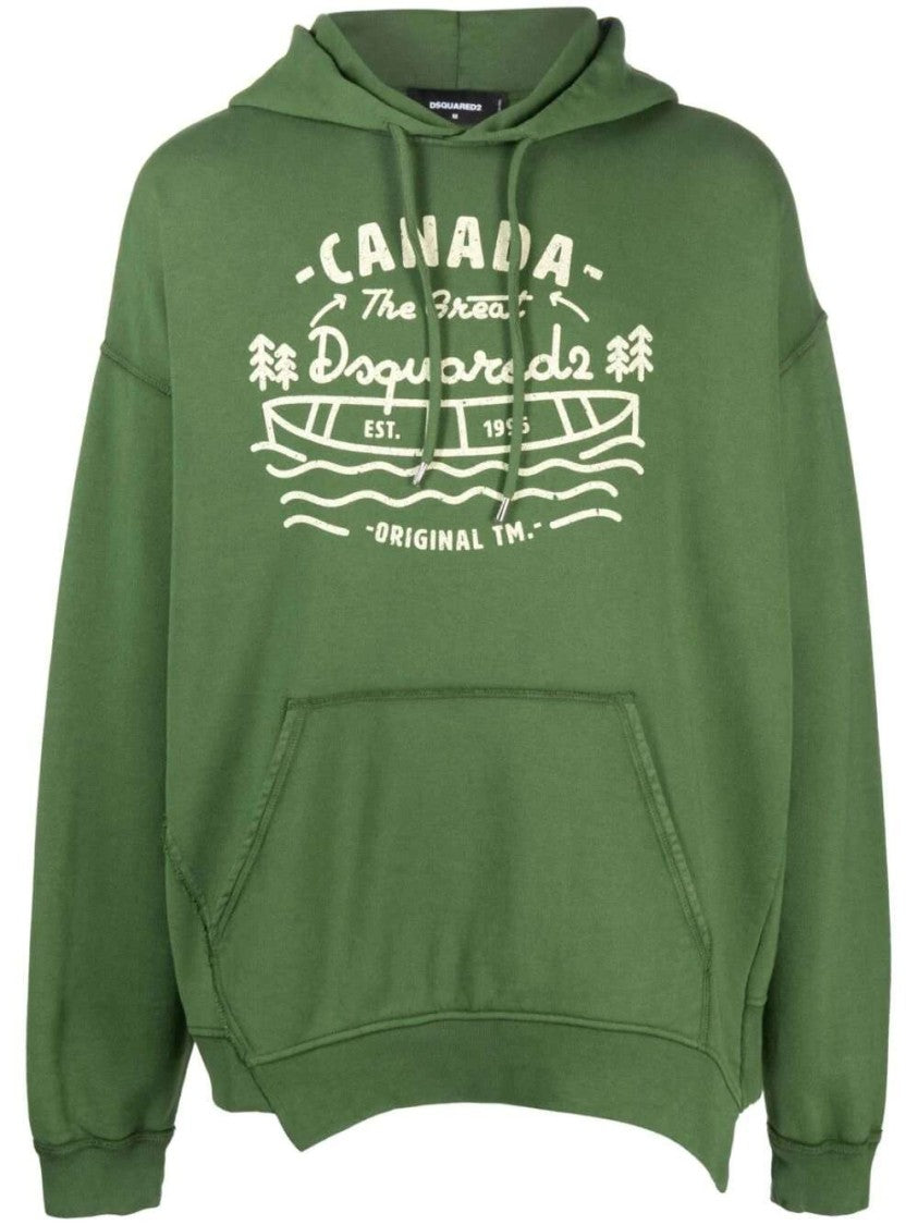 Dsquared2 Graphic-Print Verde Cotton Hoodie