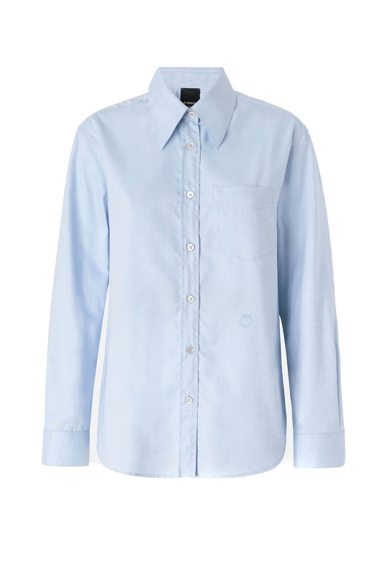 Pinko Blue Cotton Patch-Pocket Shirt
