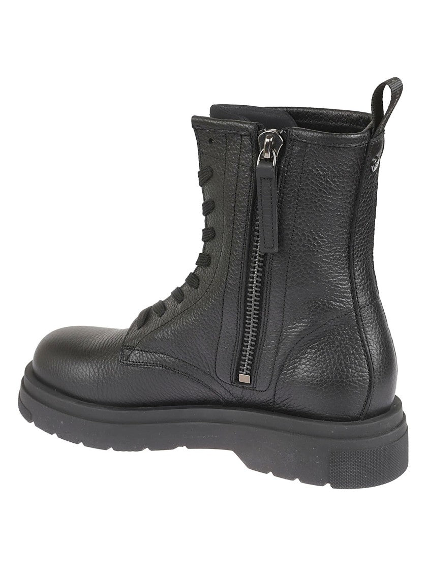 Woolrich Textured Leather Lace-Up Anfibio Boots