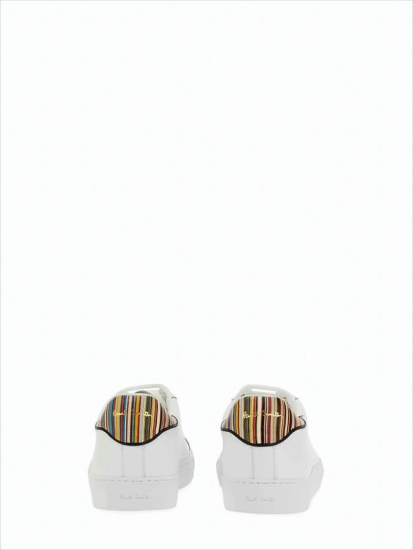 Paul Smith Low-Top Leather Sneakers With Multicolor Striped Heel Tab