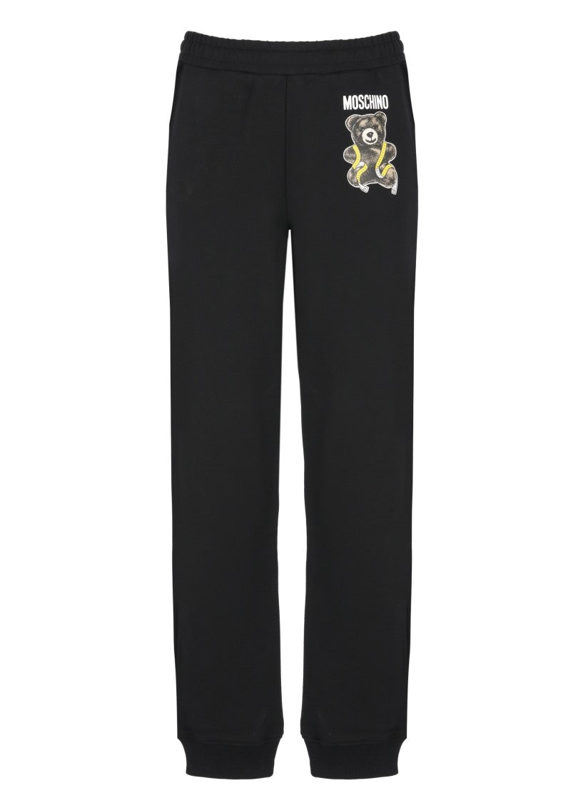 Moschino Black Contrast Teddy Bear Print Cotton Sweatpants