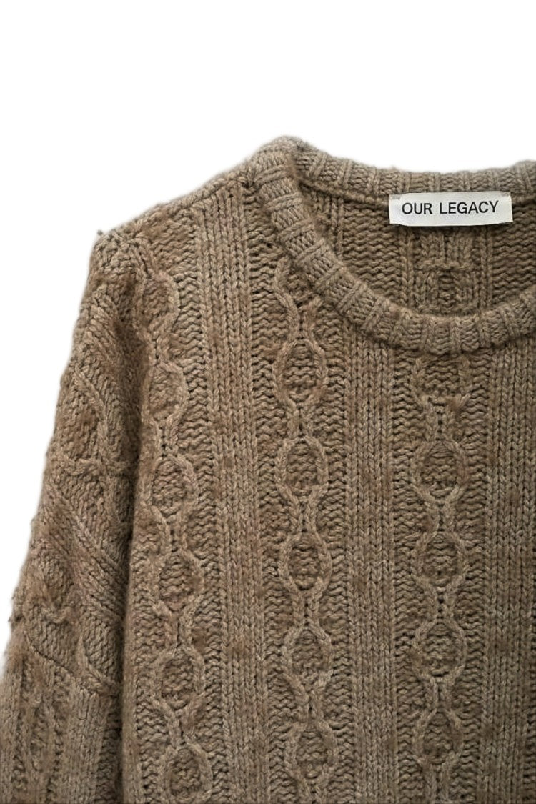 Our Legacy Textured Cable Knit Sweater In Rich Brown