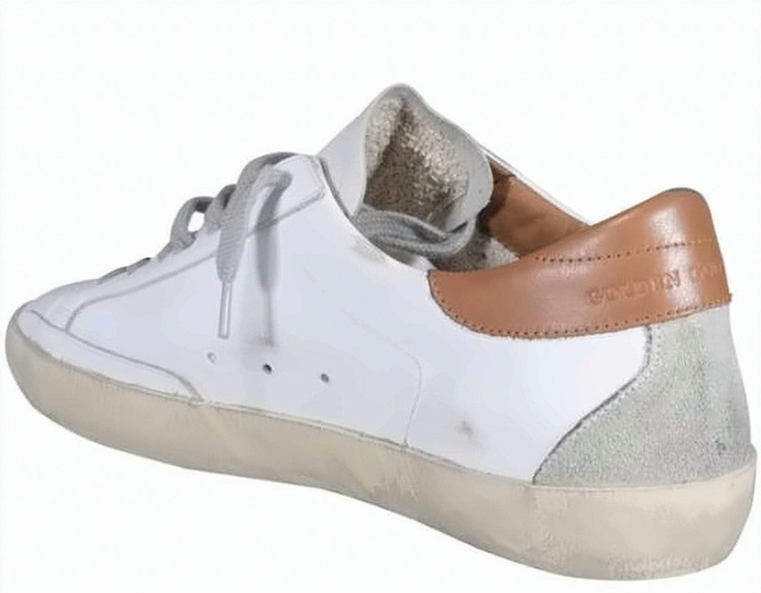 Golden Goose White Leather And Suede Sneakers With Vintage Aesthetic