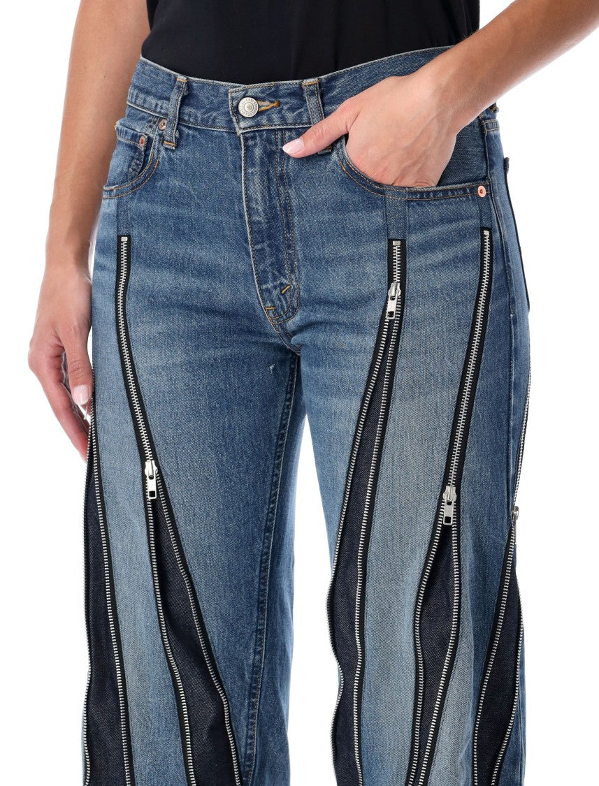 Junya Watanabe Blue Zipped Denim Jeans