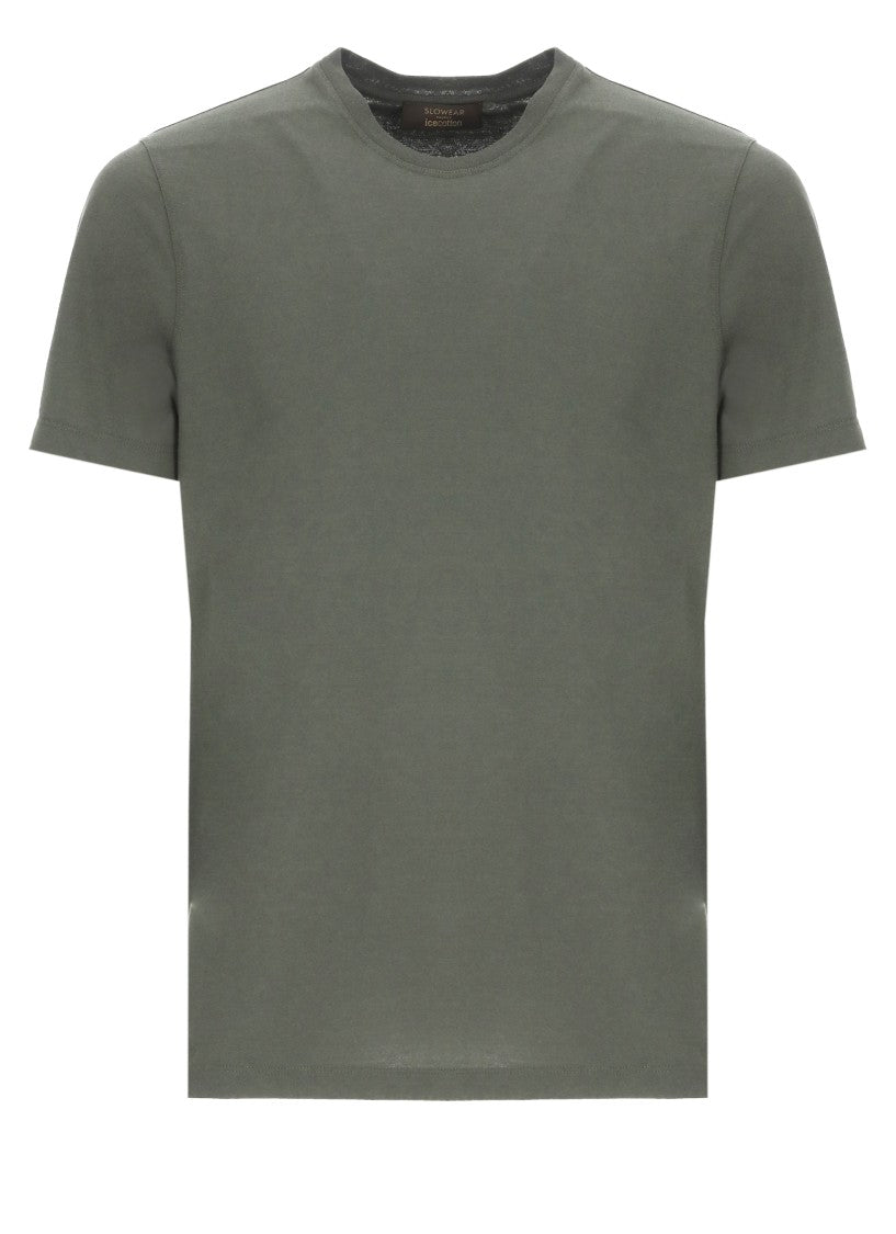 Zanone Sage Green Cotton Crewneck T-Shirt