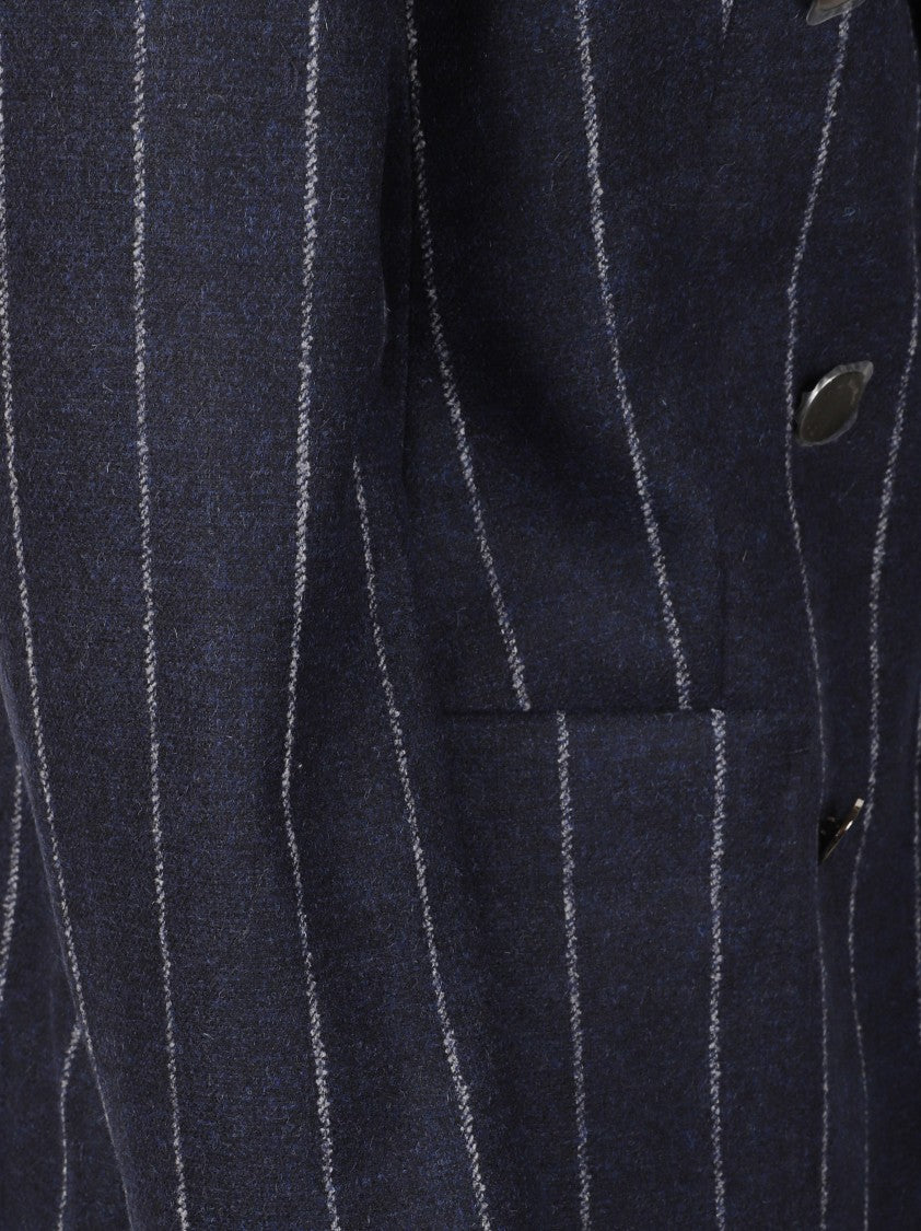 Max Mara Deep Navy Tailored Blazer With White Pinstripes