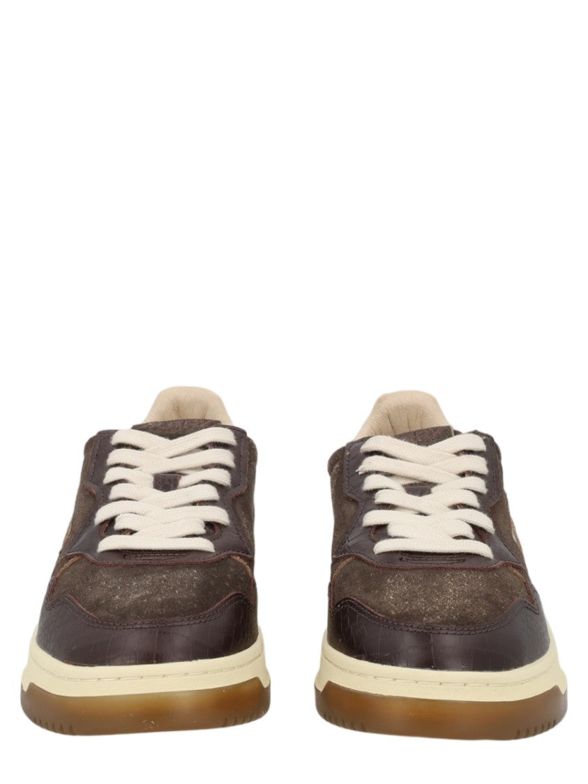 Autry Medalist Low Crocodile Embossed Suede Sneakers