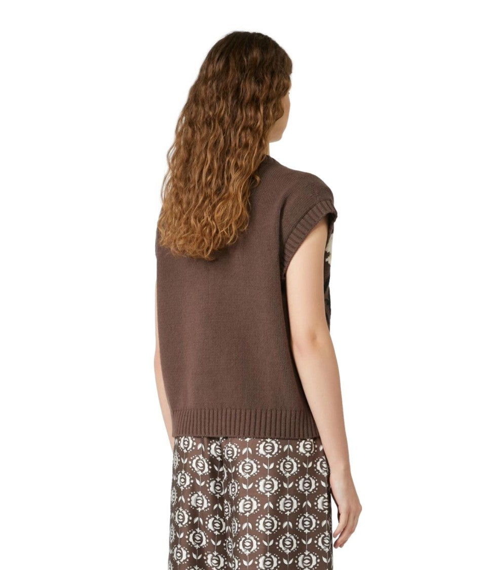 Max Mara Sleeveless Knit Vest With Floral Motif