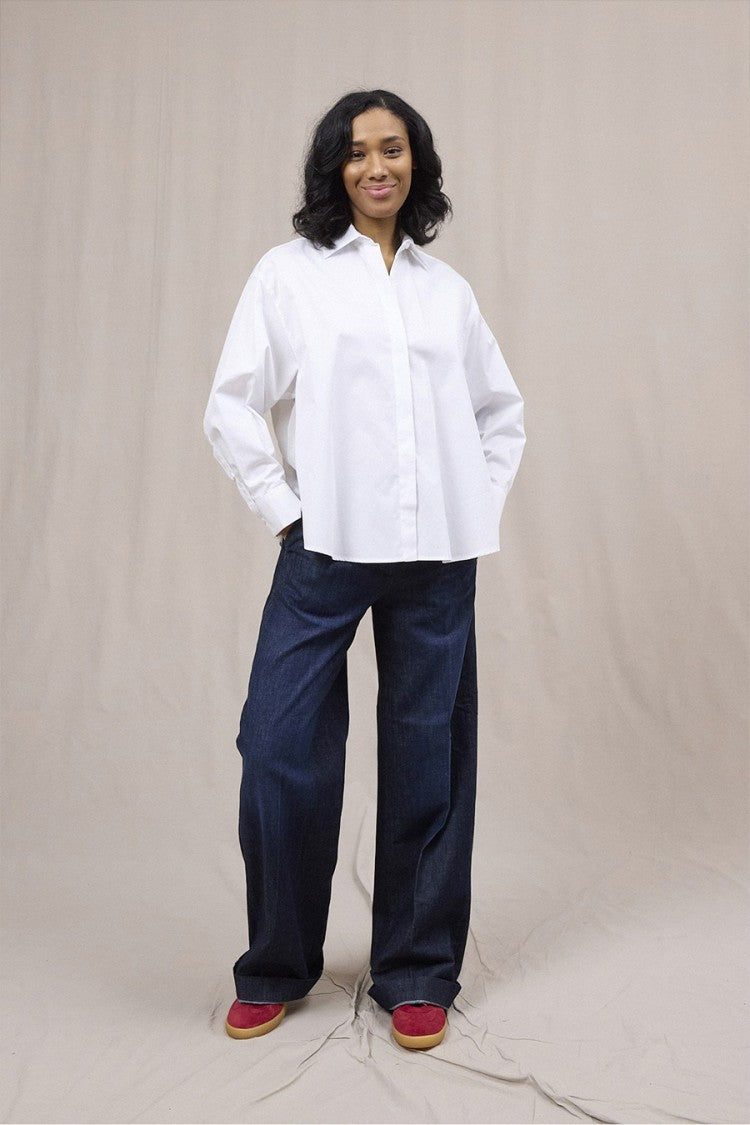 Dondup White Cotton Raw-Hem Oversized Shirt