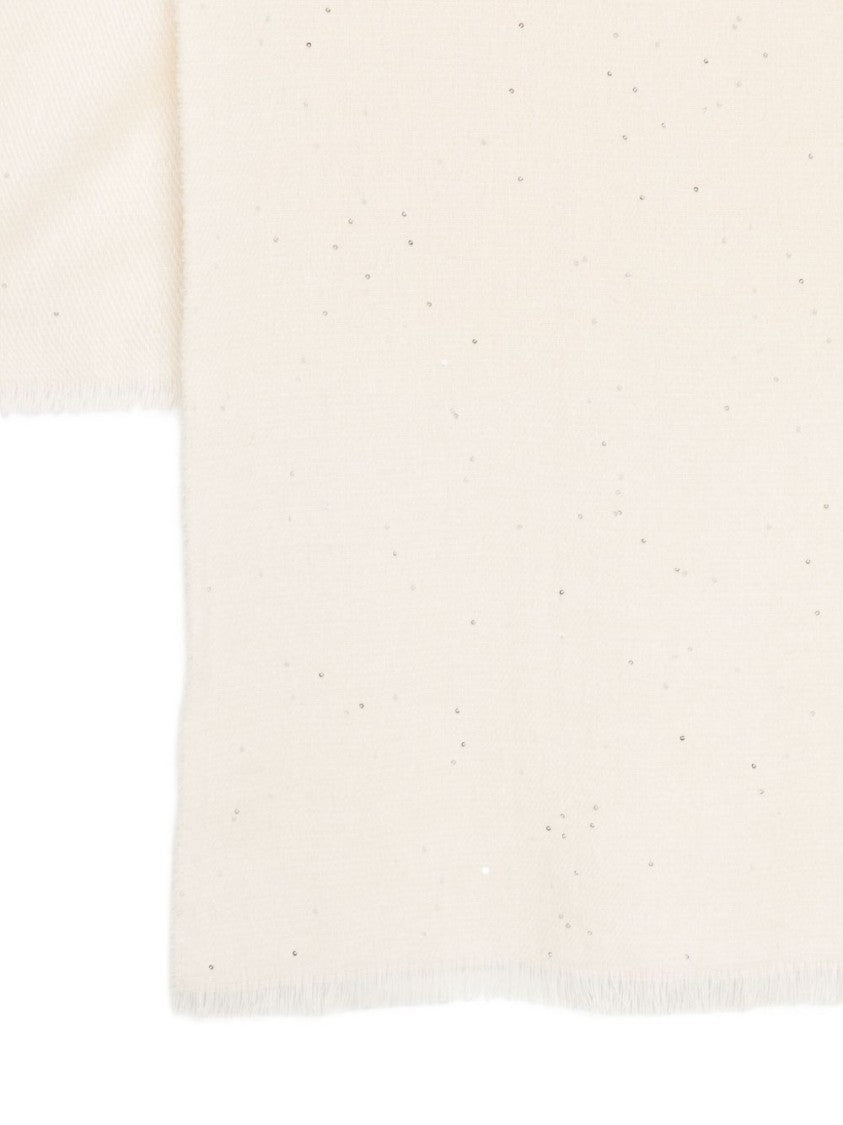 Peserico Textured Beige Virgin Wool Blend Scarf