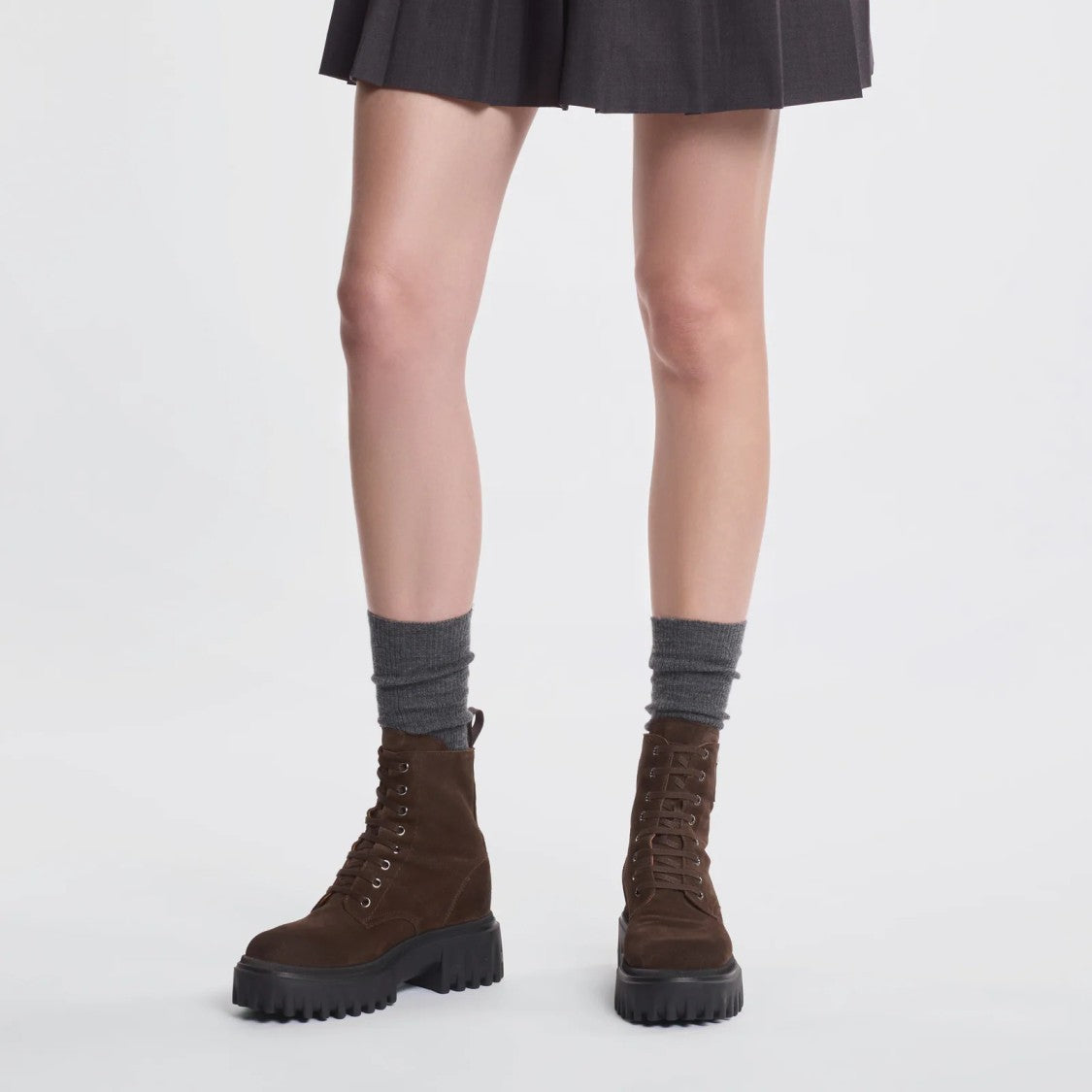 Hogan Brown Suede Lace-Up Chunky-Sole Ankle Boots