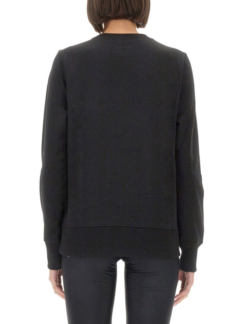 Versace Jeans Couture Crew Neck Black Sweatshirt With Bold Logo