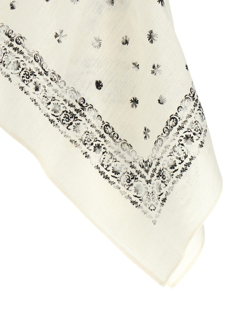 Alberta Ferretti Asymmetrical Linen Top With Hood And Fortuny-Inspired Print