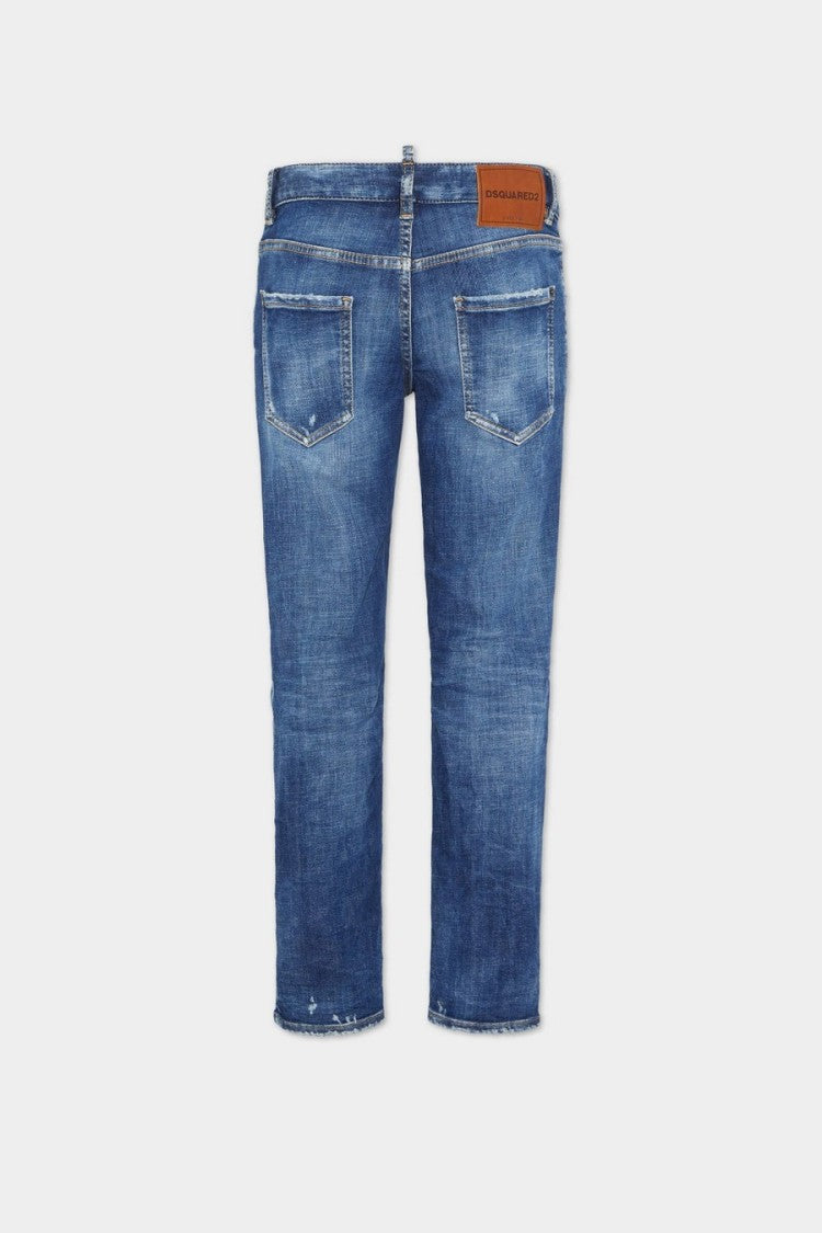 Dsquared2 Blue Cotton-Polyester Distressed Skinny Jeans