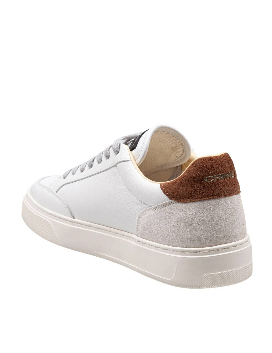 Crime London White/Tan Crime Leather Sneakers