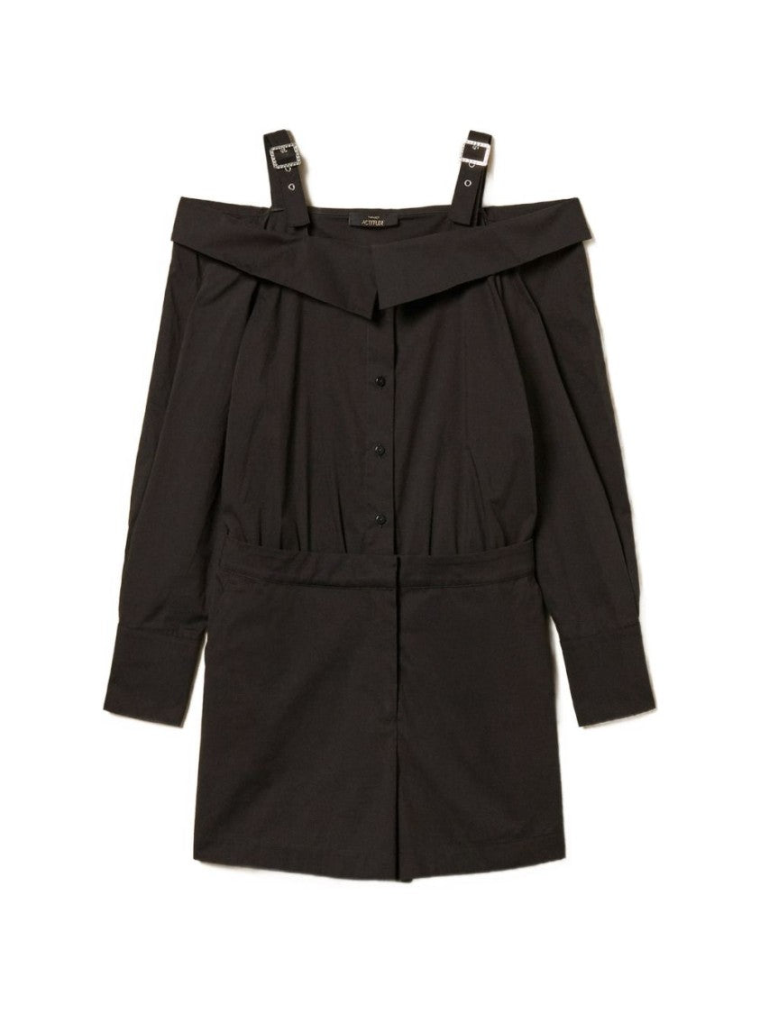 Twin-Set Black Buckle Strap Buttoned Day Dress